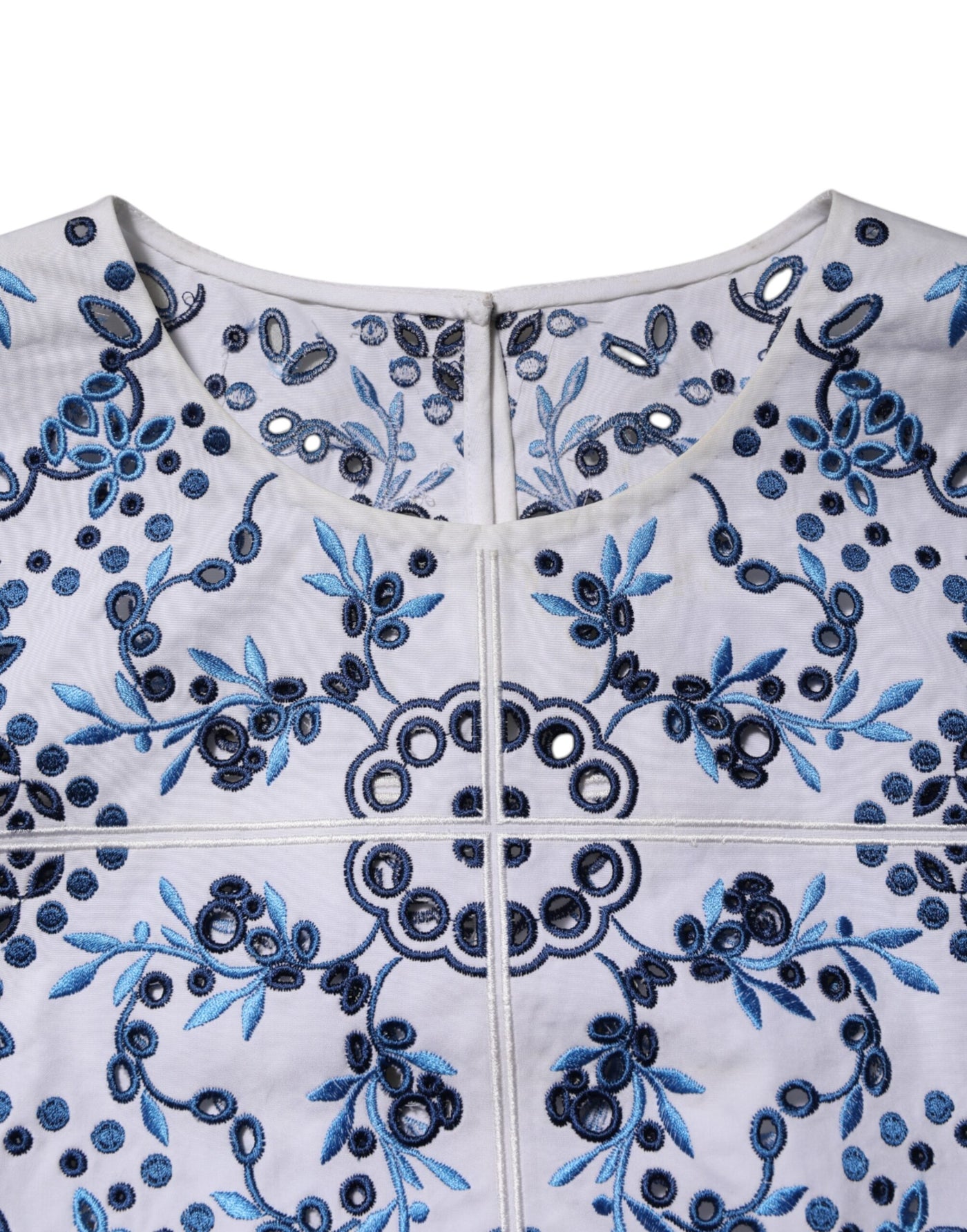 Dolce & Gabbana Blaues Blusentop mit Rundhalsausschnitt und Spitzenösen