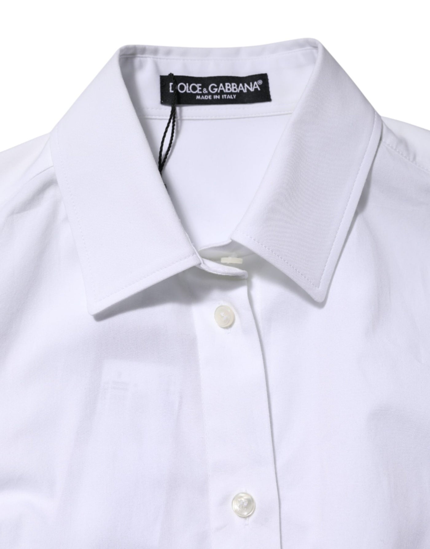 Dolce & Gabbana Weißes Baumwollhemd mit langen Ärmeln und Kragen