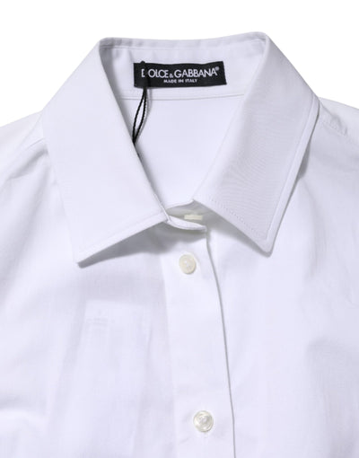 Dolce & Gabbana Weißes Baumwollhemd mit langen Ärmeln und Kragen