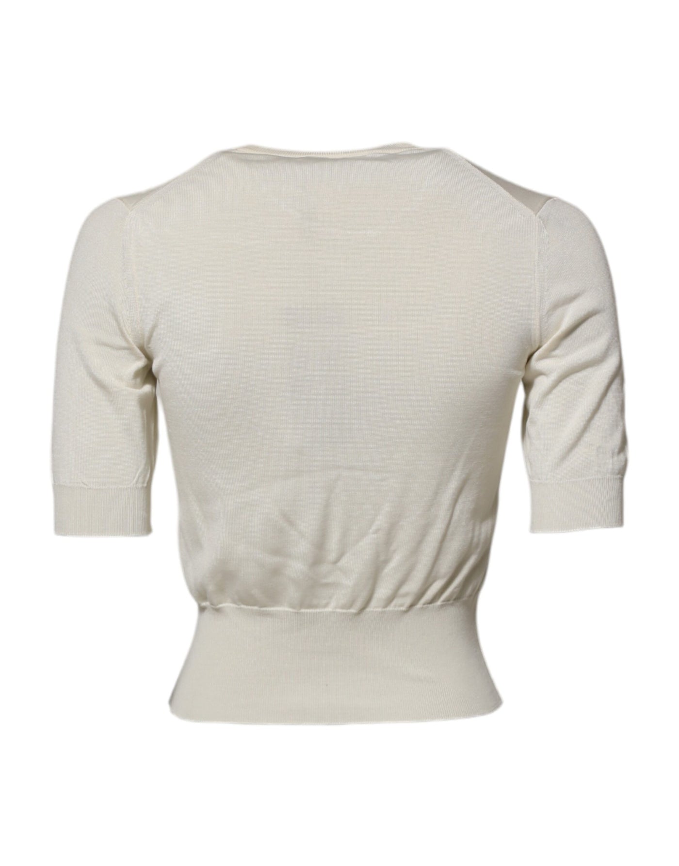 Dolce & Gabbana Weiße Seidenbluse mit kurzen Ärmeln Pullover Top
