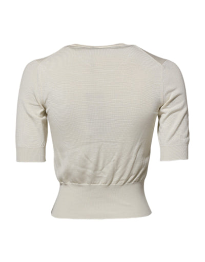 Dolce & Gabbana Weiße Seidenbluse mit kurzen Ärmeln Pullover Top