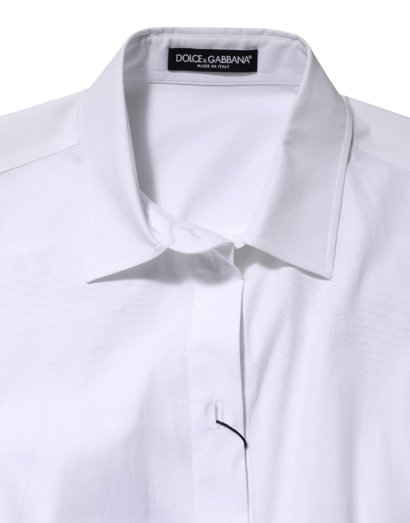 Dolce & Gabbana Weißes Baumwollhemd mit langen Ärmeln und Kragen