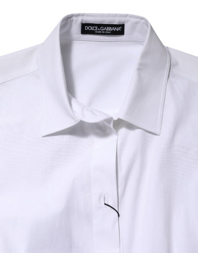 Dolce & Gabbana Weißes Baumwollhemd mit langen Ärmeln und Kragen