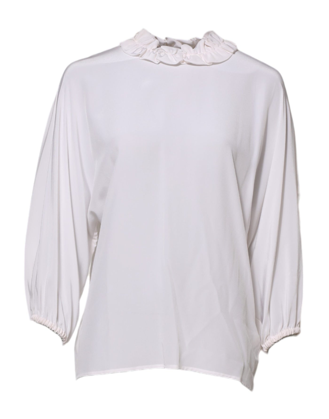 Dolce & Gabbana Weiße Bluse mit gerafftem Ausschnitt Pullover-Oberteil