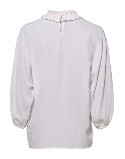 Dolce & Gabbana Weiße Bluse mit gerafftem Ausschnitt Pullover-Oberteil