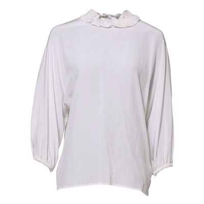 Dolce & Gabbana Weiße Bluse mit gerafftem Ausschnitt Pullover-Oberteil
