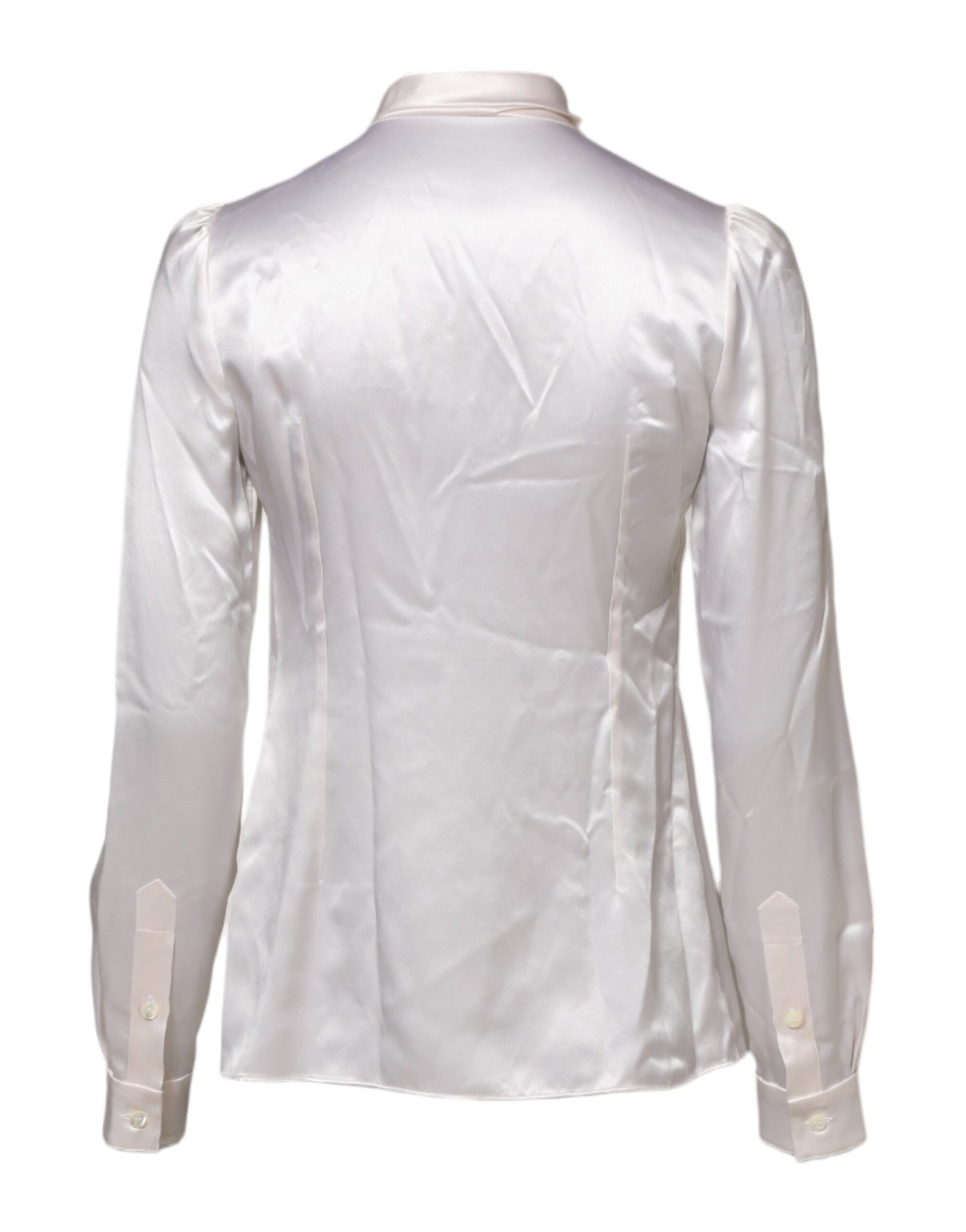 Dolce & Gabbana Weißer Ascot-Kragen Langarm-Bluse Top