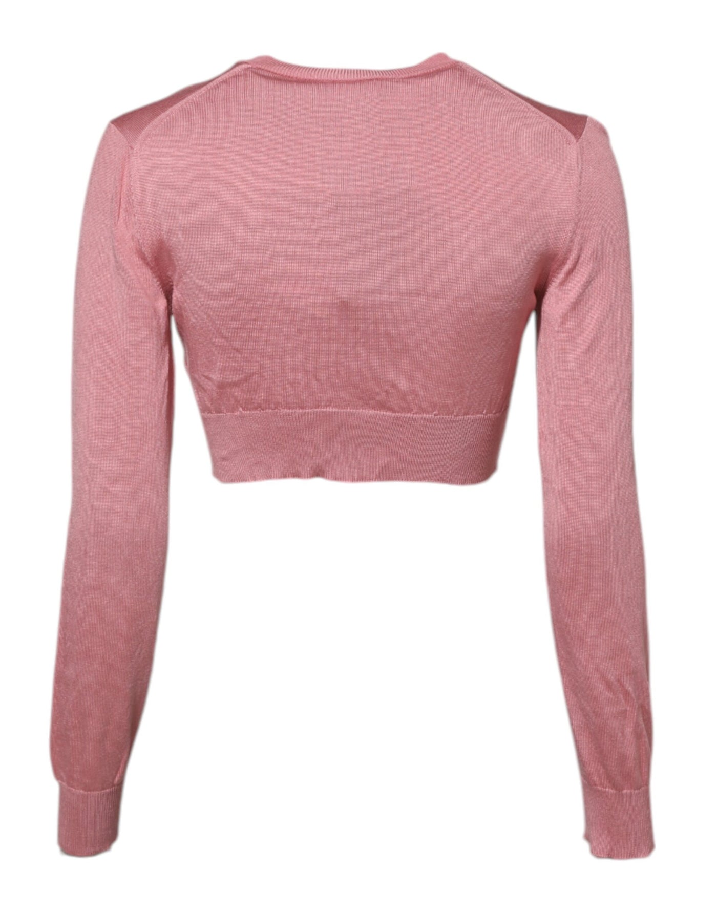 Dolce & Gabbana Rosa Seidenstrickjacke mit Rundhalsausschnitt