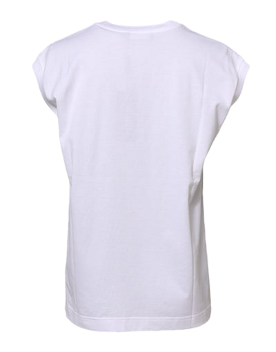 Dolce & Gabbana Weißes ärmelloses Baumwoll-Tank-T-Shirt für Frauen