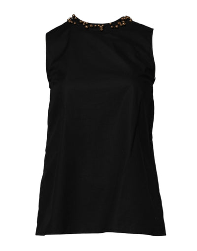 Boutique Moschino Schwarzes ärmelloses Baumwoll-Tank-T-Shirt für Frauen