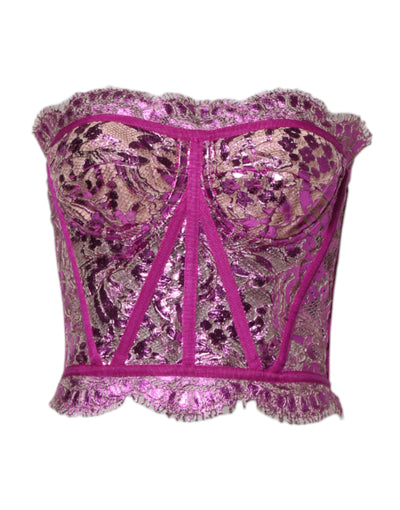 Dolce & Gabbana Rosa Bustier ärmelloses Korsett Bluse Top