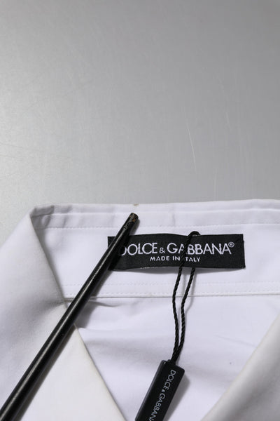 Dolce & Gabbana Weißes kristallverziertes Hemd mit Kragen