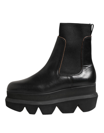 Sacai Schwarze Chelsea Leder Pull On Damen Ankle Boots Schuhe