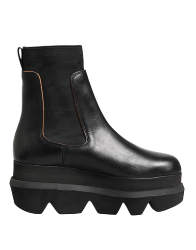 Sacai Schwarze Chelsea Leder Pull On Damen Ankle Boots Schuhe