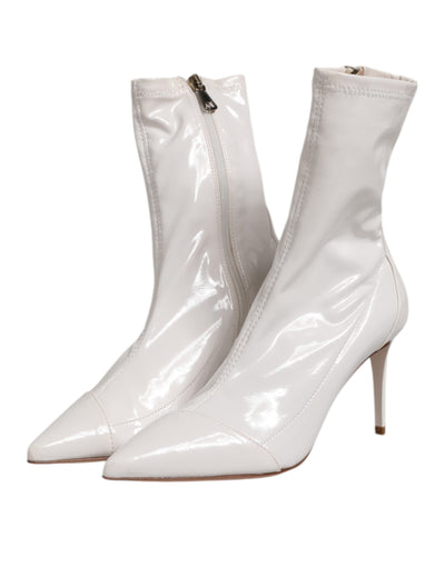 Elisabetta Franchi Weiß Stiletto Heels Mid Calf Stiefel Schuhe