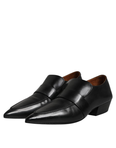 Marsell Schwarz Weiches Leder Loafer Pointed Toe Slip On Schuhe