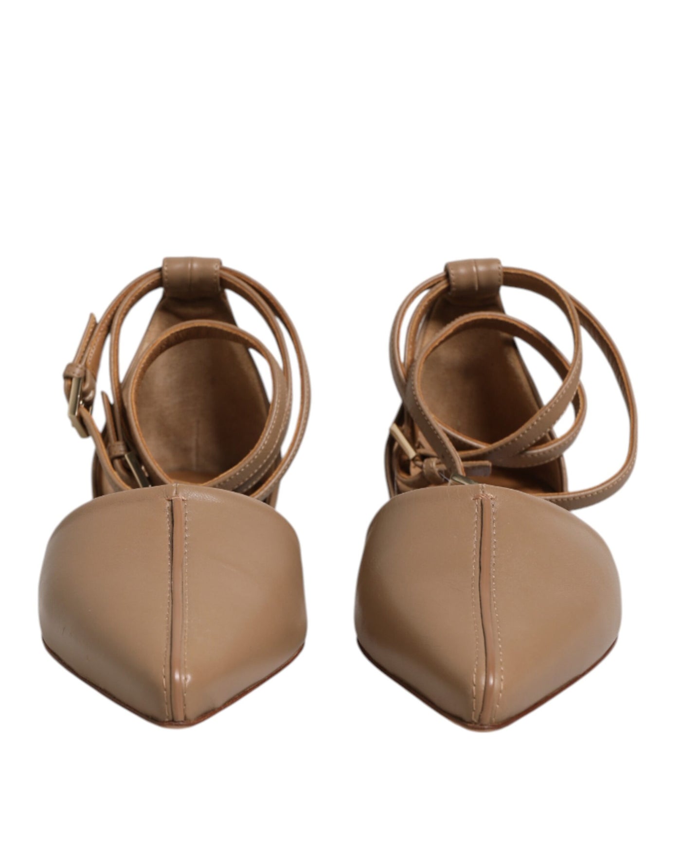 Max Mara Beige Leder spitze Zehe Sandalen Ballett flache Schuhe
