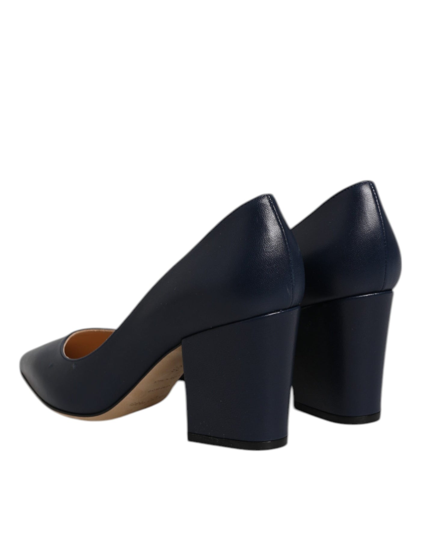 Sergio Rossi Blaue Leder spitze Zehe Block Absätze Schuhe