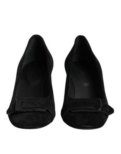 DEL CARLO Schwarz Wildleder Slip On High Heels Pumpe Schuhe