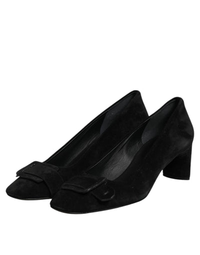 DEL CARLO Schwarz Wildleder Slip On High Heels Pumpe Schuhe