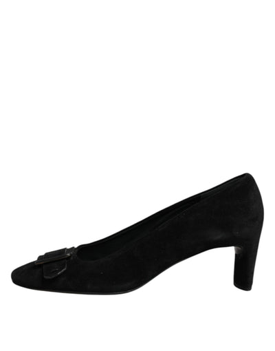DEL CARLO Schwarz Wildleder Slip On High Heels Pumpe Schuhe
