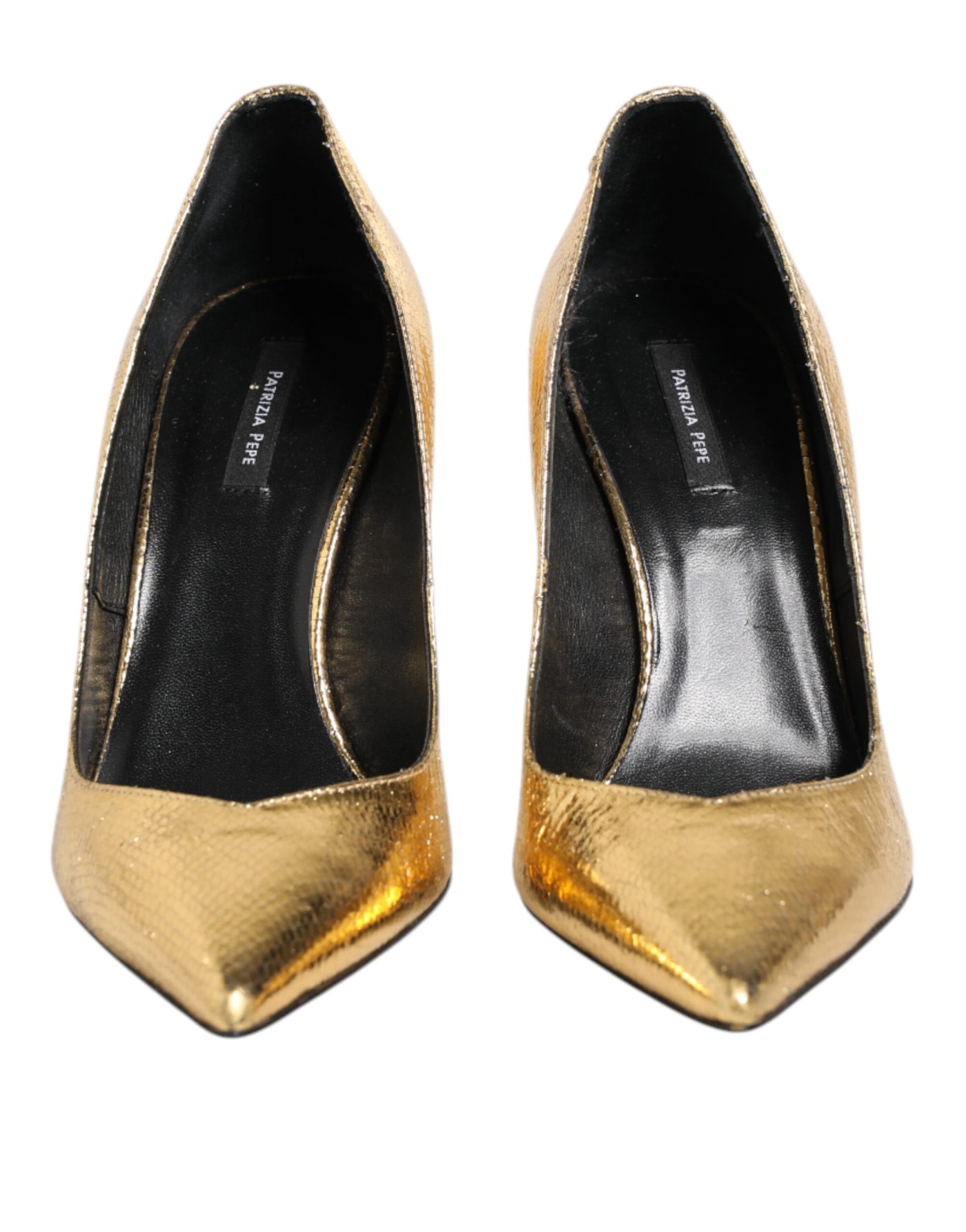 Patrizia Pepe Gold Lackleder High Heels Pump Schuhe