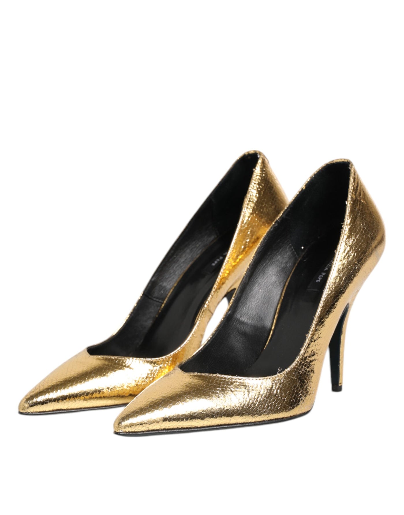 Patrizia Pepe Gold Lackleder High Heels Pump Schuhe