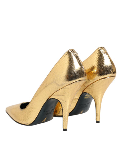 Patrizia Pepe Gold Lackleder High Heels Pump Schuhe