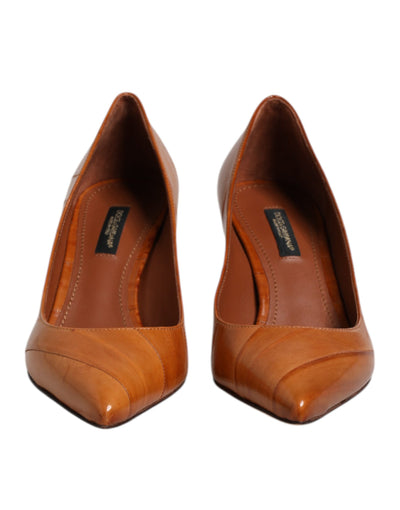 Dolce & Gabbana Braun Leder Stiletto Heel Pumps Schuhe