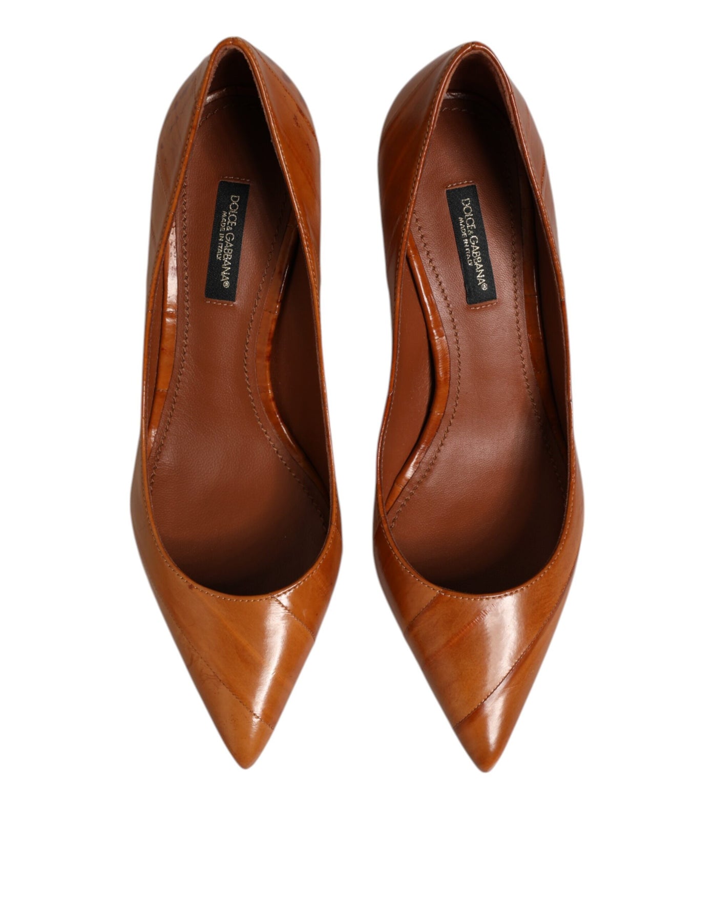 Dolce & Gabbana Braun Leder Stiletto Heel Pumps Schuhe