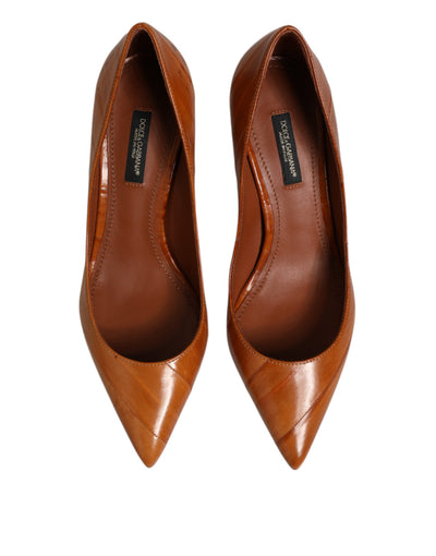 Dolce & Gabbana Braun Leder Stiletto Heel Pumps Schuhe