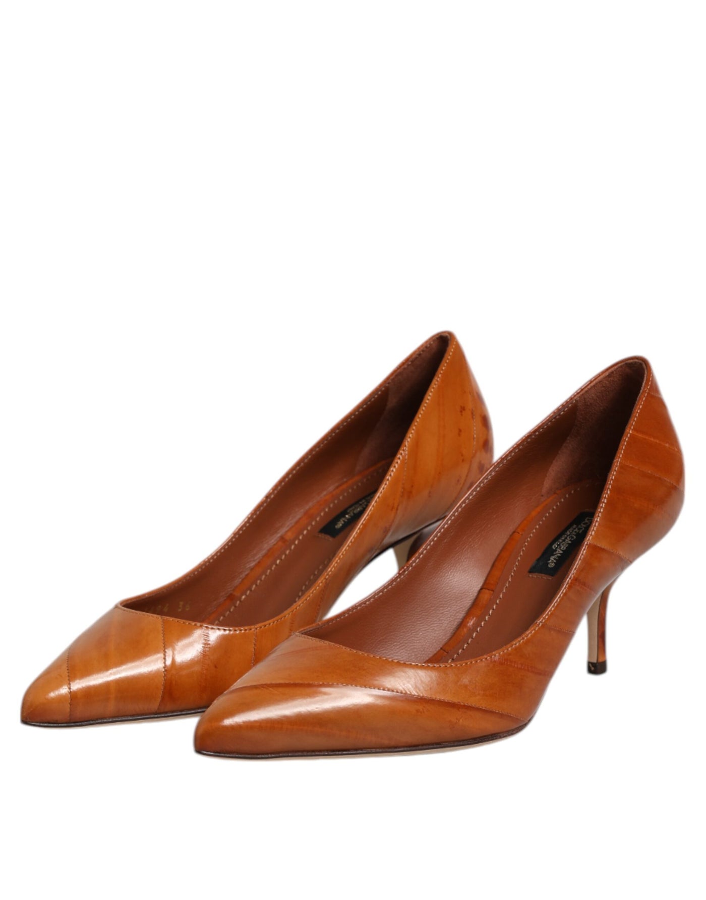 Dolce & Gabbana Braun Leder Stiletto Heel Pumps Schuhe