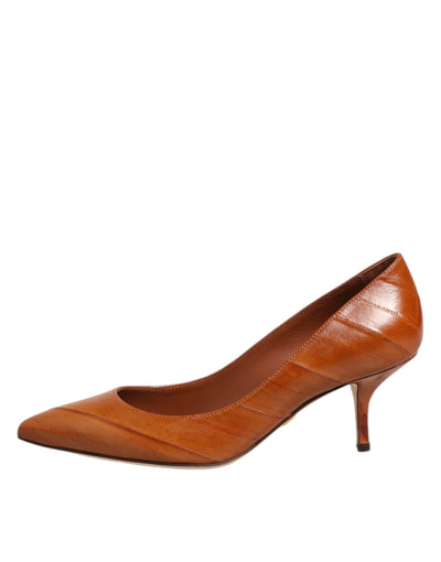 Dolce & Gabbana Braun Leder Stiletto Heel Pumps Schuhe