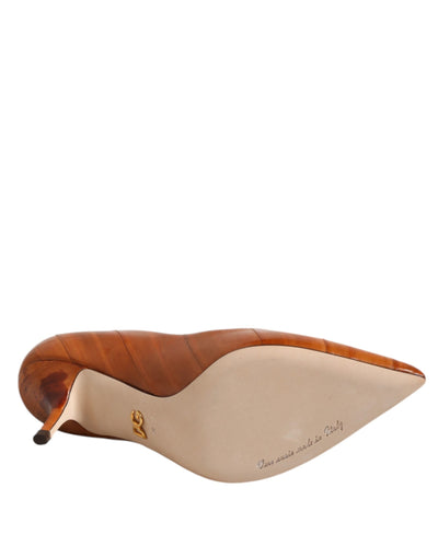 Dolce & Gabbana Braun Leder Stiletto Heel Pumps Schuhe
