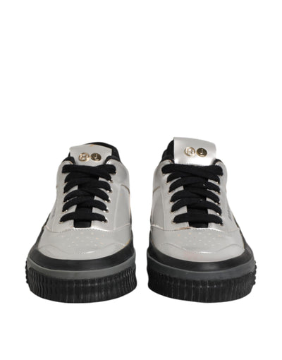 HIDE & JACK Silberne Leder Schnürschuhe Low Top Sneakers Schuhe