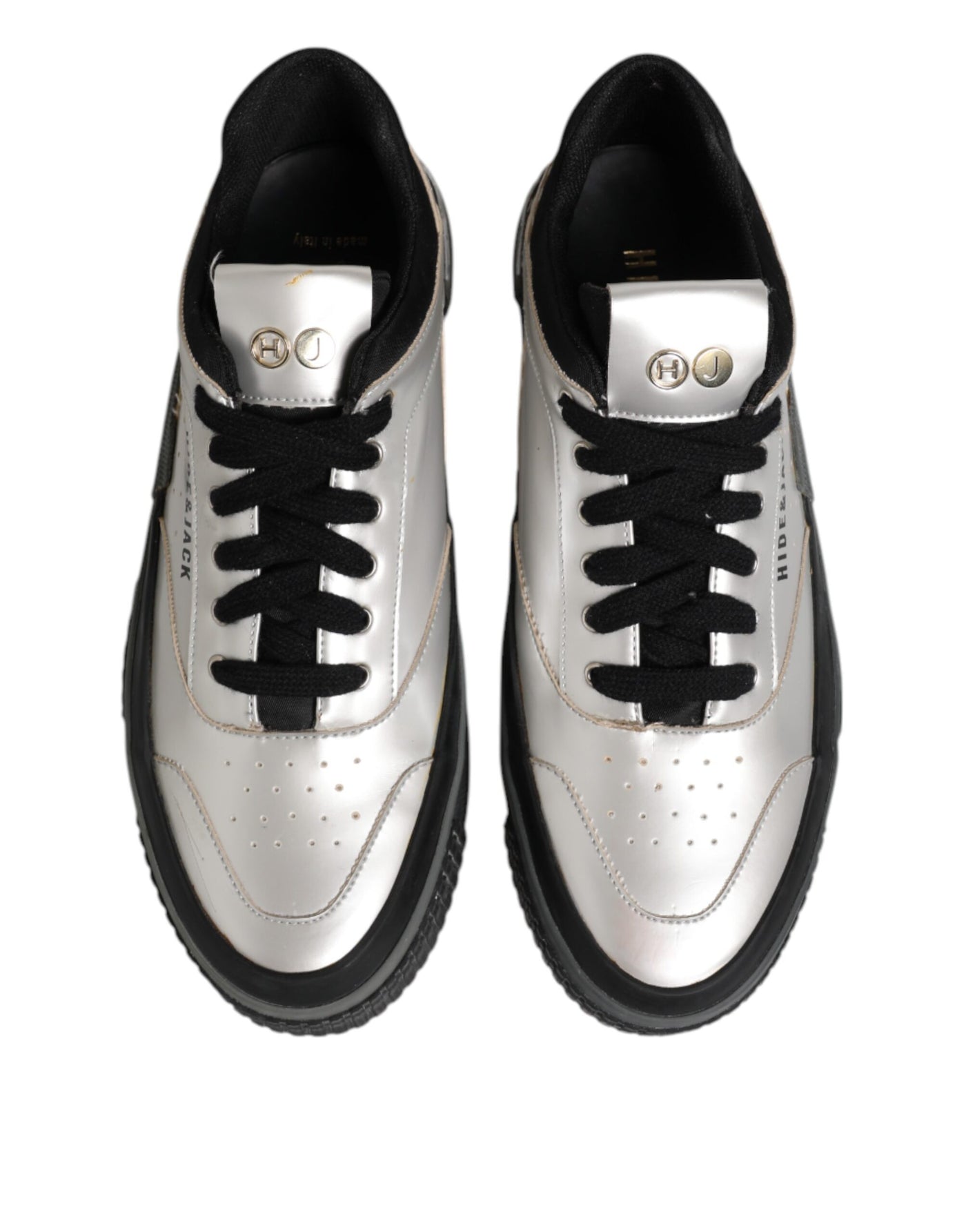HIDE & JACK Silberne Leder Schnürschuhe Low Top Sneakers Schuhe
