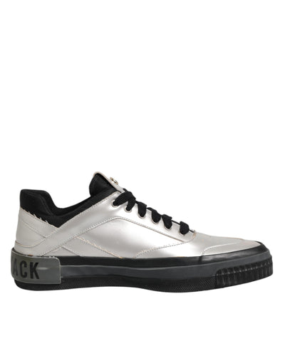 HIDE & JACK Silberne Leder Schnürschuhe Low Top Sneakers Schuhe