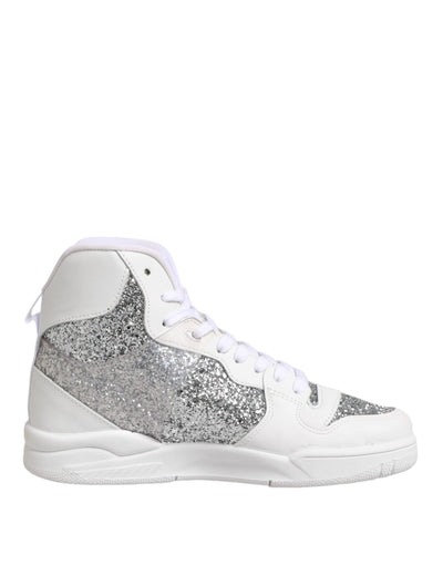 Chiara Ferragni Weiß Silber High Top Frauen Turnschuhe Schuhe