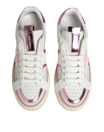 Dolce & Gabbana Weißes Leder DG Logo Low Top Sneakers Schuhe