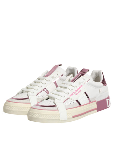 Dolce & Gabbana Weißes Leder DG Logo Low Top Sneakers Schuhe