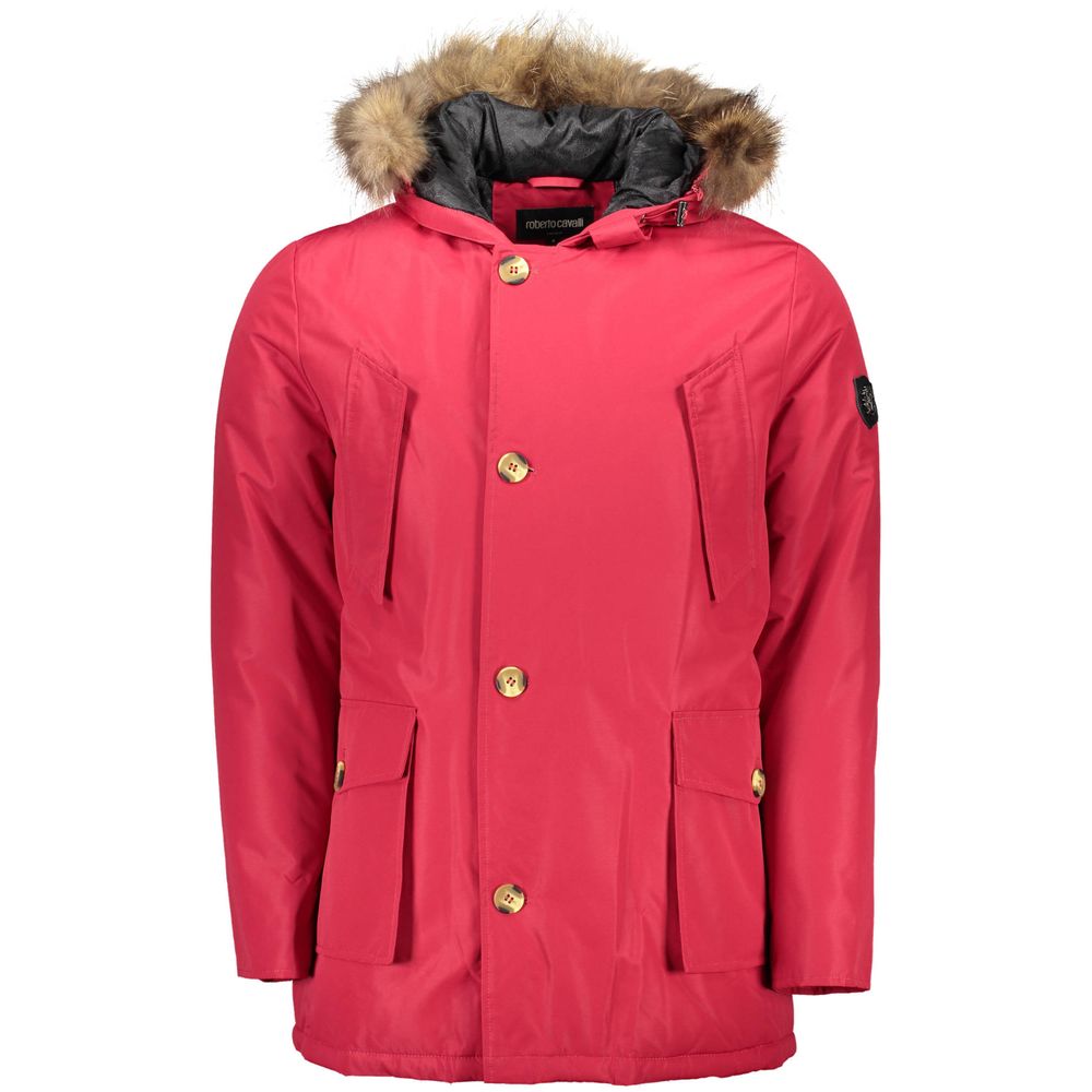 Roberto Cavalli Rote Polyester-Jacke