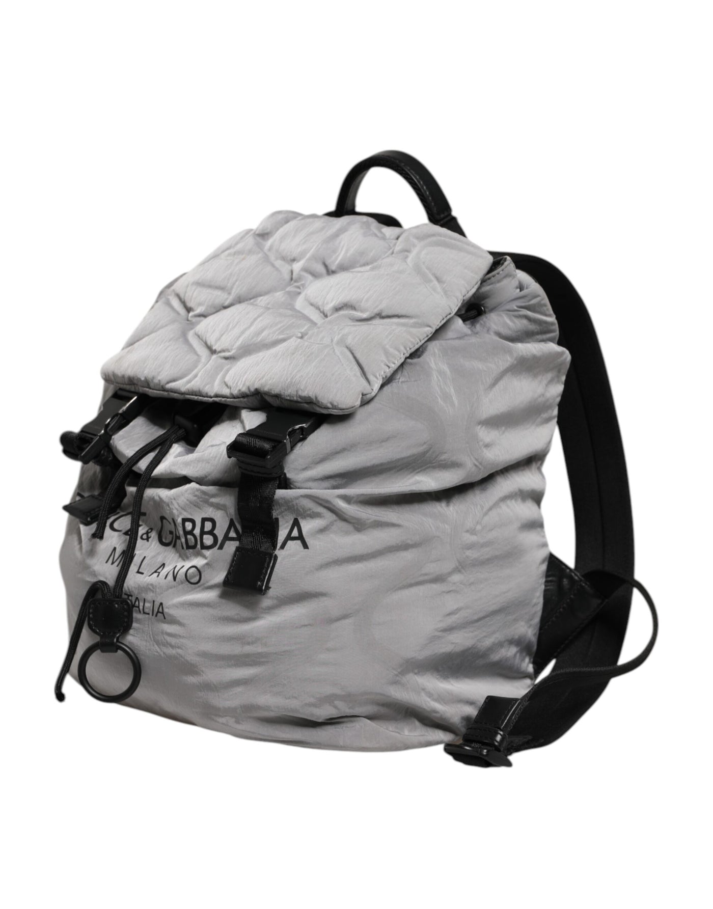 Dolce & Gabbana Graue Milano Print Drawstring Travel Backpack Tasche