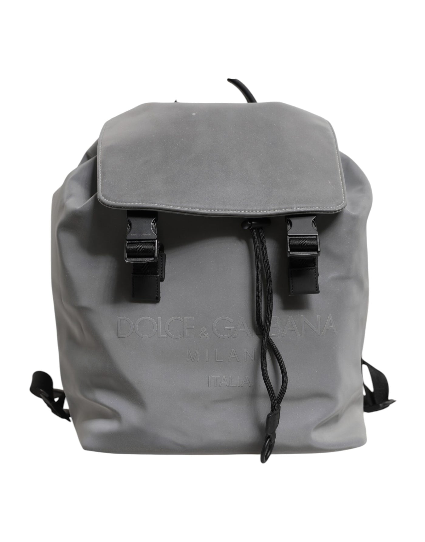 Dolce & Gabbana Grauer Palermo Reflektor Schnallen Kordelzug Rucksack Tasche