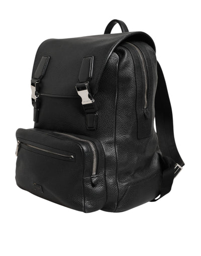 Dolce & Gabbana Schwarzer Palermo-Rucksack Tasche aus gehämmertem Kalbsleder