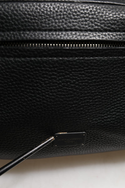 Dolce & Gabbana Schwarzer Palermo-Rucksack Tasche aus gehämmertem Kalbsleder