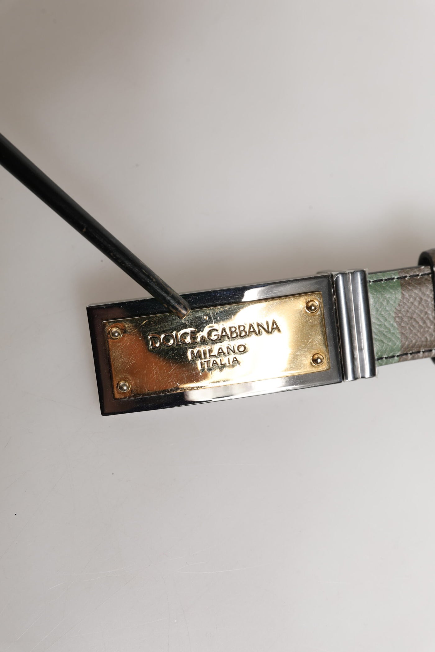 Dolce & Gabbana Multicolor Camouflage Metall Logo Schnalle Gürtel