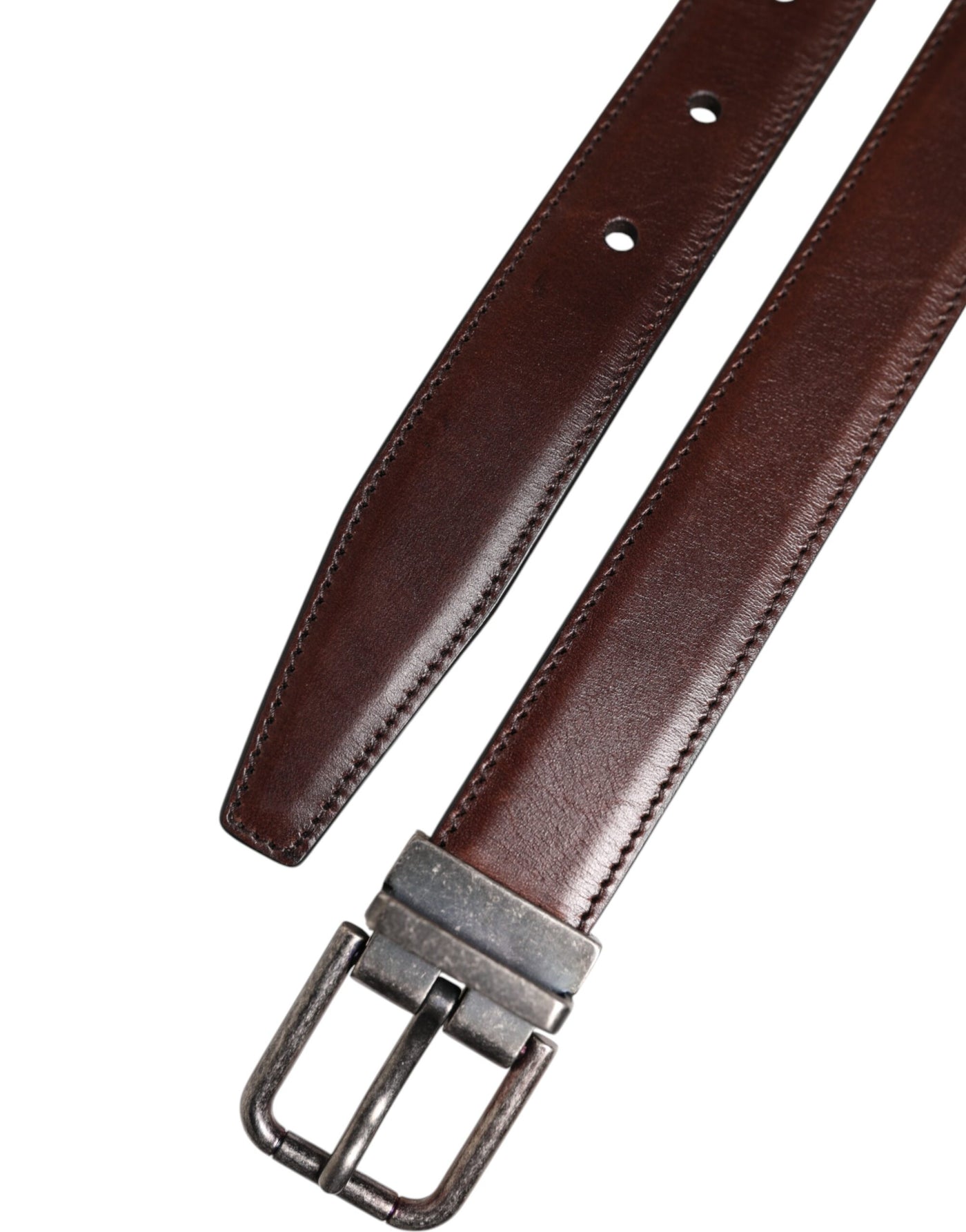 Dolce & Gabbana Brauner klassischer silberner Logo-Gürtel mit Metallschnalle