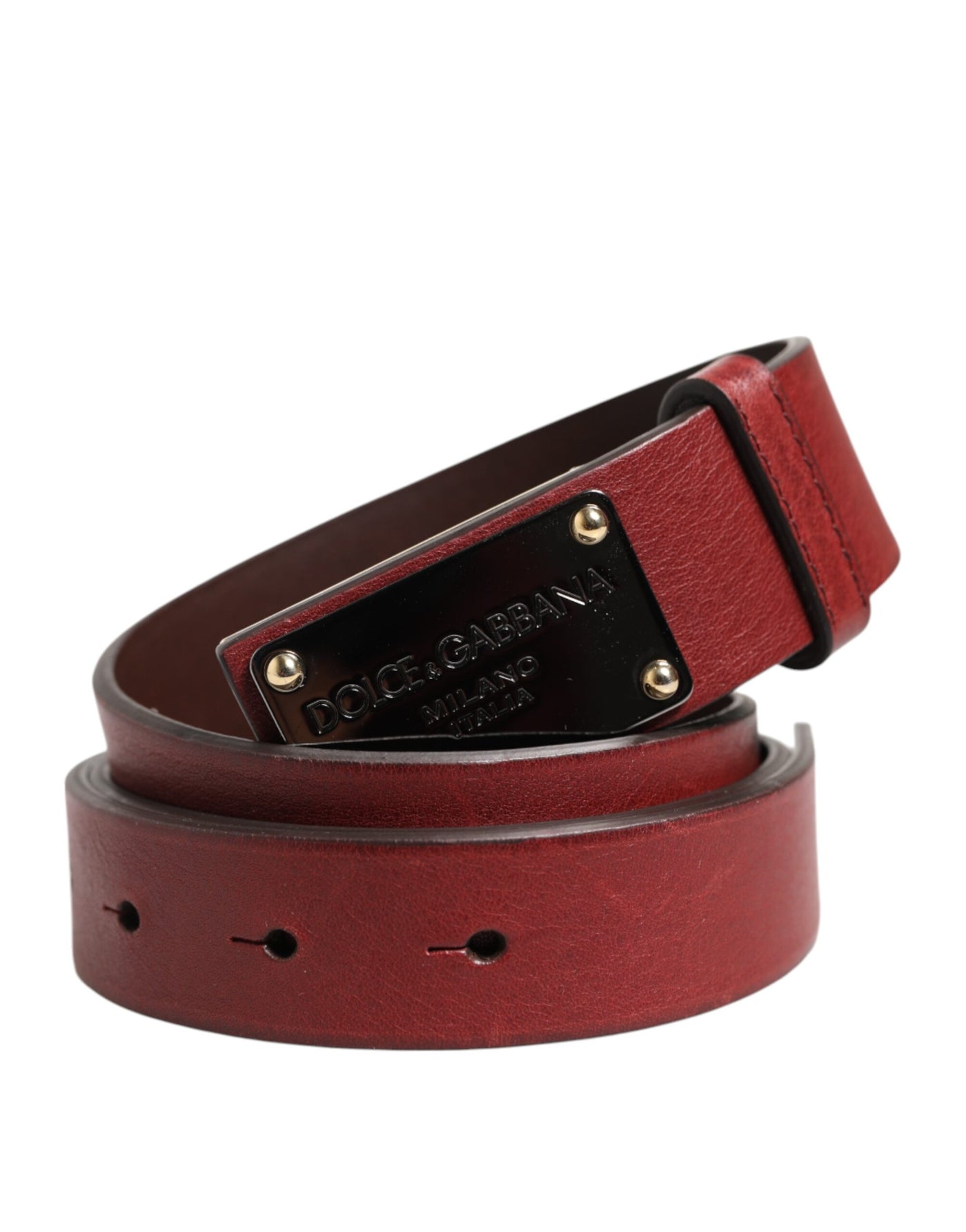 Dolce & Gabbana Kastanienbrauner klassischer Ledergürtel mit Metall-Logo-Schnalle