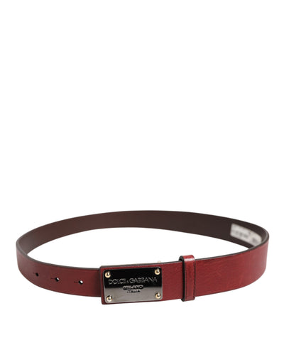 Dolce & Gabbana Kastanienbrauner klassischer Ledergürtel mit Metall-Logo-Schnalle