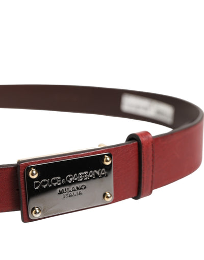 Dolce & Gabbana Kastanienbrauner klassischer Ledergürtel mit Metall-Logo-Schnalle